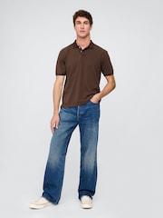 Gap Brown Cotton Pique Short Sleeve Polo Shirt - Image 3 of 5