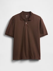 Gap Brown Cotton Pique Short Sleeve Polo Shirt - Image 4 of 5