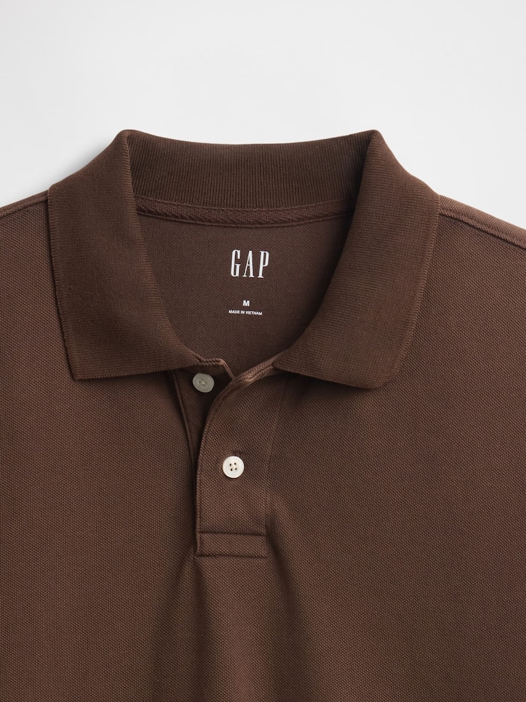 Gap Brown Cotton Pique Short Sleeve Polo Shirt - Image 5 of 5
