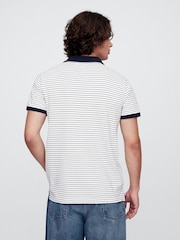 Gap White/Navy Stripe Logo Short Sleeve Polo Shirt - Image 2 of 5
