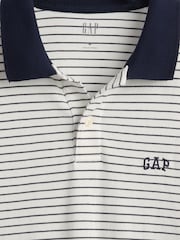 Gap White/Navy Stripe Logo Short Sleeve Polo Shirt - Image 5 of 5