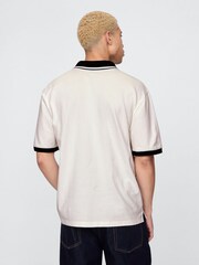 Gap Neutral/Black Athletic Logo Pique Short Sleeve Polo Shirt - Image 2 of 4