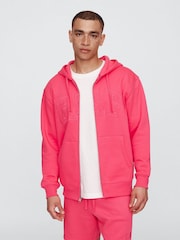 Gap Pink Relaxed Logo Zip Hoodie - Image 1 of 4