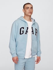 Gap Light Blue Relaxed Logo Zip Up Hoodie - Image 1 of 4