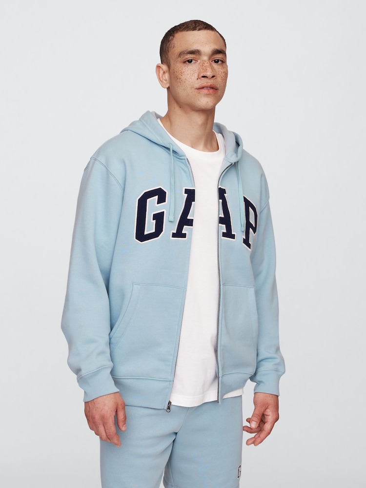 Gap Light Blue Relaxed Logo Zip Up Hoodie - Image 1 of 4