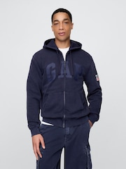 Gap Dark Blue VintageSoft Logo Zip Hoodie - Image 1 of 5