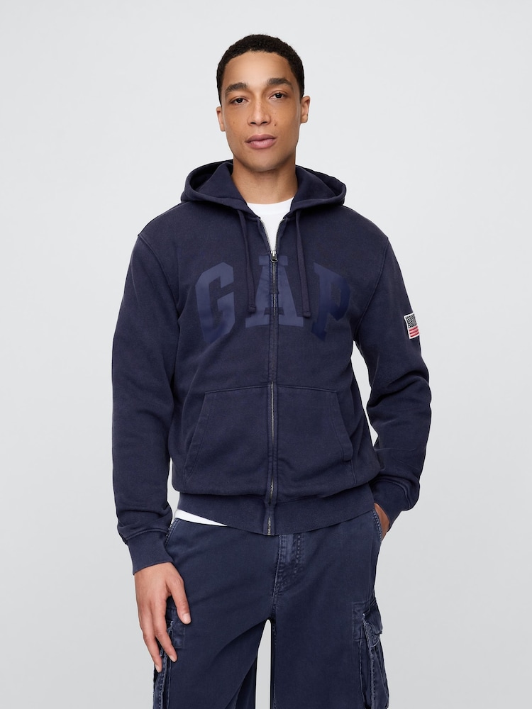 Gap Dark Blue VintageSoft Logo Zip Hoodie - Image 1 of 5