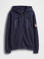 Gap Dark Blue VintageSoft Logo Zip Hoodie - Image 4 of 5