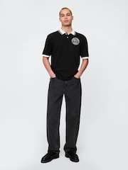 Gap Black/White Athletic Logo Pique Short Sleeve Polo Shirt - Image 3 of 5