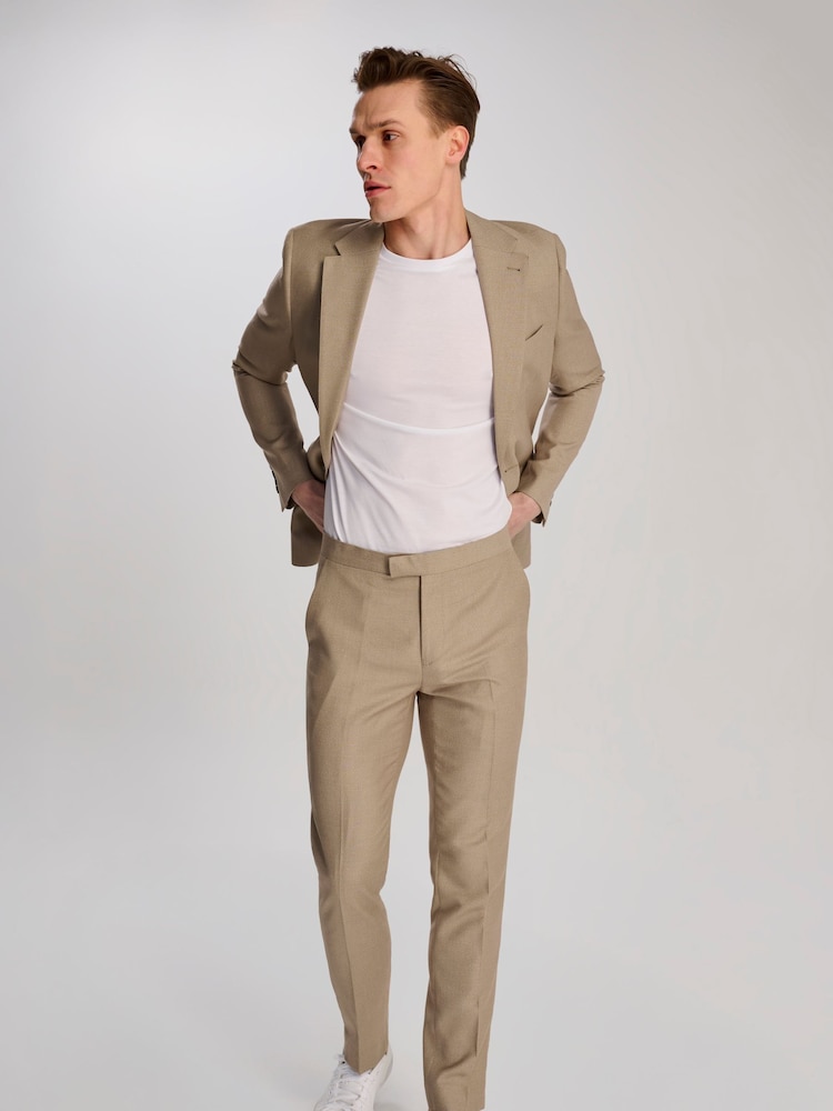 Harry Brown Brown Slim Fit Suit Archie Melange Trousers - Image 8 of 8