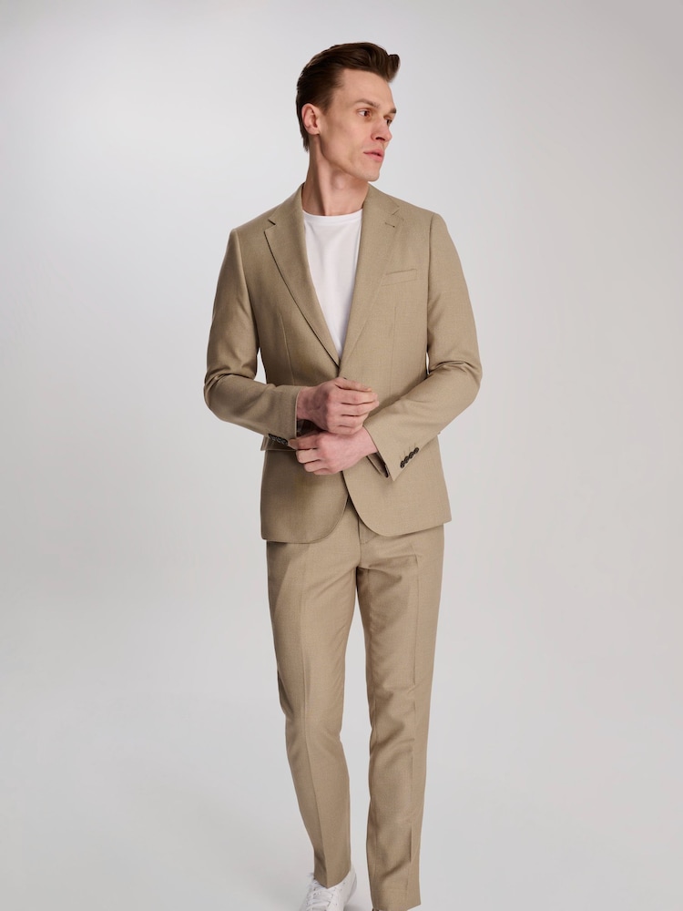 Harry Brown Brown Slim Fit Suit Archie Melange Jacket - Image 1 of 13