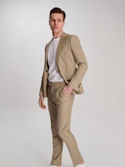 Harry Brown Brown Slim Fit Suit Archie Melange Jacket - Image 11 of 13