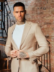 Harry Brown Brown Slim Fit Suit Archie Melange Jacket - Image 6 of 13