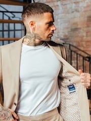 Harry Brown Brown Slim Fit Suit Archie Melange Jacket - Image 7 of 13