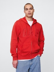 Gap Red VintageSoft Logo Zip Hoodie - Image 1 of 5