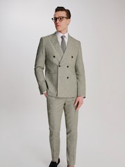 Harry Brown Green Giacomo Cotton Linen Double Breasted Suit Jacket - Image 1 of 13
