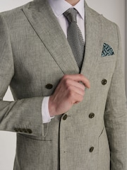 Harry Brown Green Giacomo Cotton Linen Double Breasted Suit Jacket - Image 12 of 13