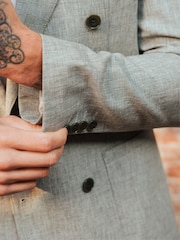 Harry Brown Green Giacomo Cotton Linen Double Breasted Suit Jacket - Image 7 of 13