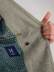 Harry Brown Green Giacomo Cotton Linen Double Breasted Suit Jacket - Image 8 of 13