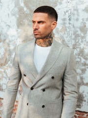 Harry Brown Green Giacomo Cotton Linen Double Breasted Suit Jacket - Image 9 of 13