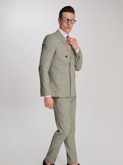 Harry Brown Green Giacomo Cotton Linen Double Breasted Suit Jacket - Image 10 of 13