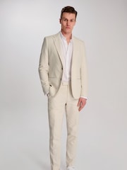 Harry Brown Cream Giacomo Slim Fit Cotton Linen Suit Jacket - Image 1 of 12
