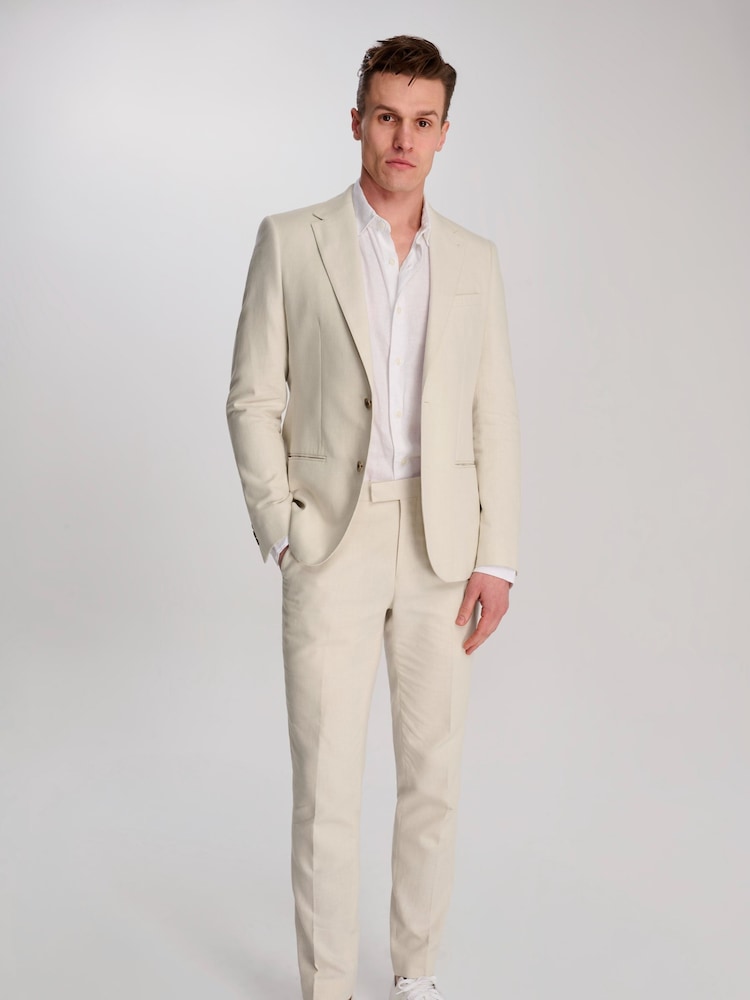 Harry Brown Cream Giacomo Slim Fit Cotton Linen Suit Jacket - Image 1 of 12
