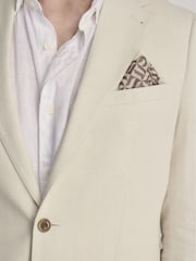 Harry Brown Cream Giacomo Slim Fit Cotton Linen Suit Jacket - Image 11 of 12