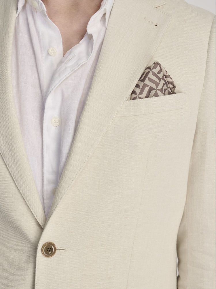 Harry Brown Cream Giacomo Slim Fit Cotton Linen Suit Jacket - Image 11 of 12