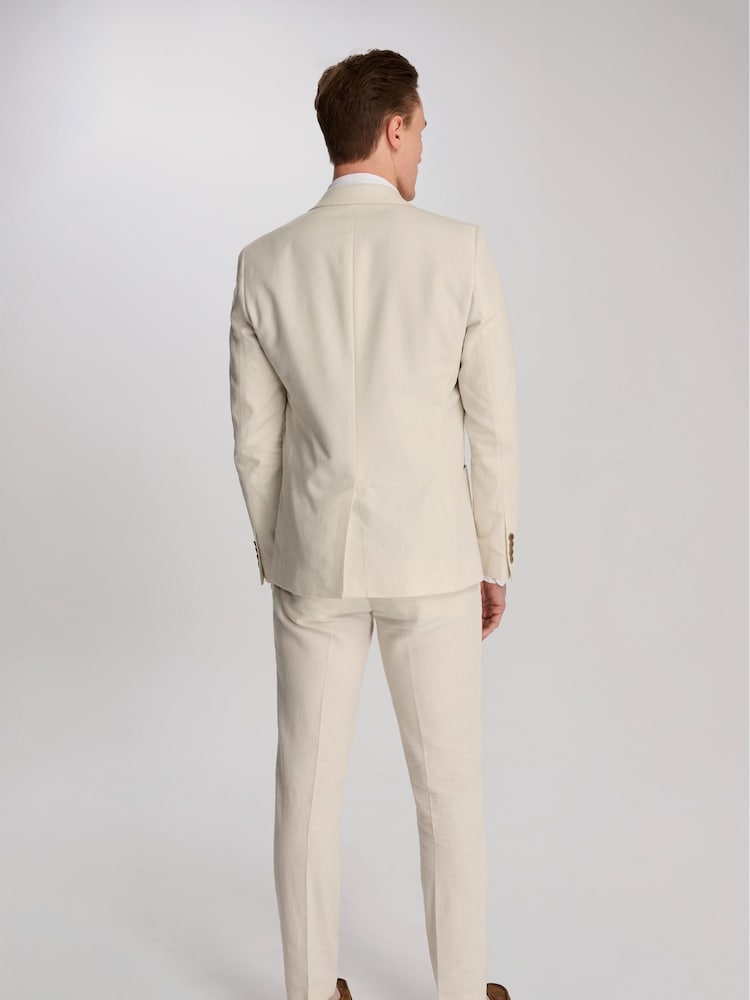 Harry Brown Cream Giacomo Slim Fit Cotton Linen Suit Jacket - Image 3 of 12