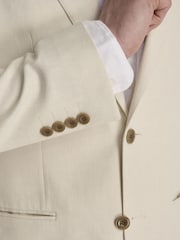 Harry Brown Cream Giacomo Slim Fit Cotton Linen Suit Jacket - Image 4 of 12