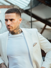 Harry Brown Cream Giacomo Slim Fit Cotton Linen Suit Jacket - Image 7 of 12