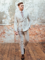 Harry Brown Cream Giacomo Slim Fit Cotton Linen Suit Jacket - Image 9 of 12