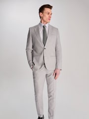 Harry Brown Grey Giacomo Slim Fit Cotton Linen Suit Jacket - Image 1 of 12