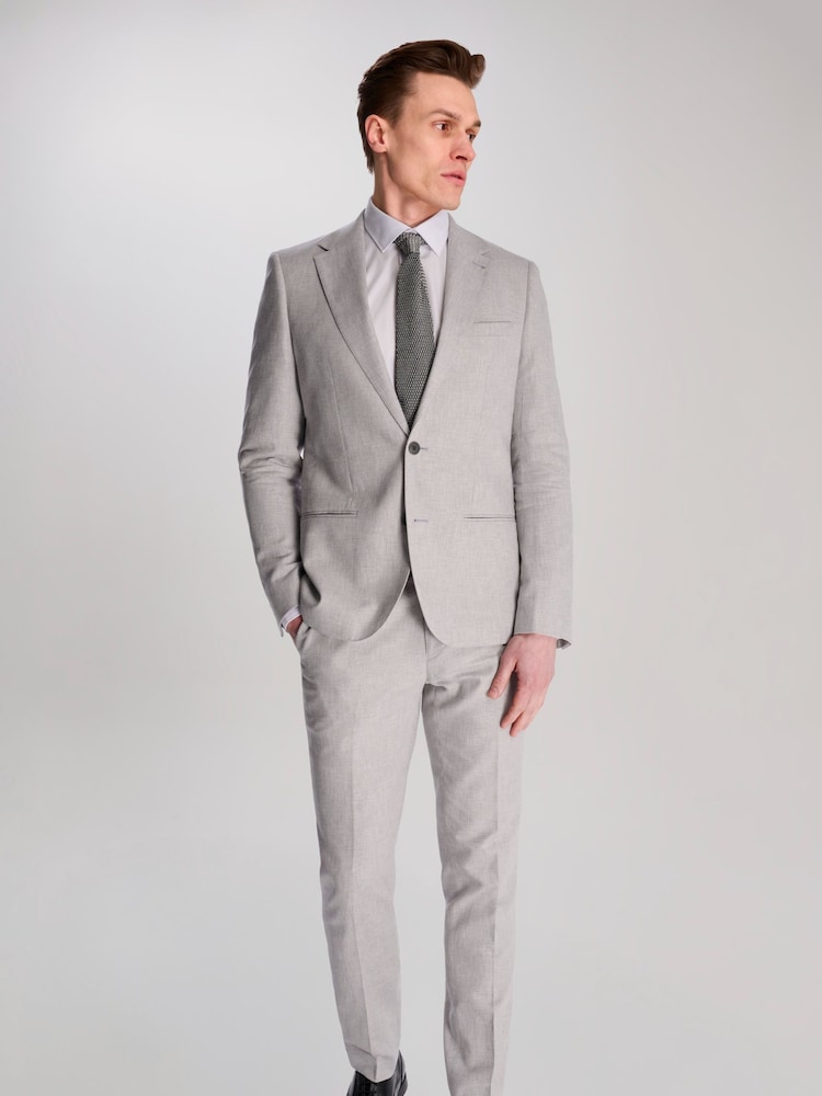 Harry Brown Grey Giacomo Slim Fit Cotton Linen Suit Jacket - Image 1 of 12