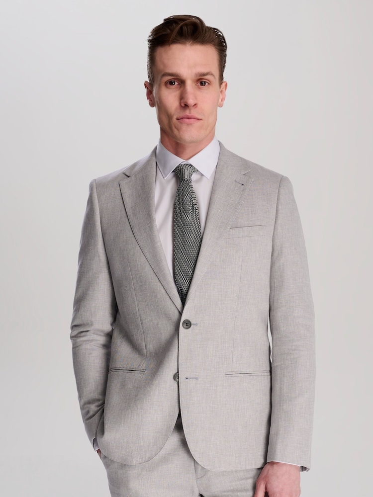 Harry Brown Grey Giacomo Slim Fit Cotton Linen Suit Jacket - Image 12 of 12