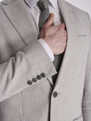 Harry Brown Grey Giacomo Slim Fit Cotton Linen Suit Jacket - Image 4 of 12