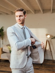 Harry Brown Grey Giacomo Slim Fit Cotton Linen Suit Jacket - Image 6 of 12