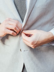 Harry Brown Grey Giacomo Slim Fit Cotton Linen Suit Jacket - Image 7 of 12