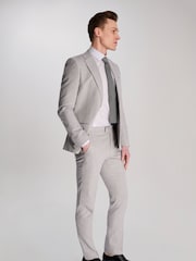 Harry Brown Grey Giacomo Slim Fit Cotton Linen Suit Jacket - Image 10 of 12