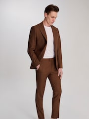 Harry Brown Brown Sandro Slim Fit Linen Look Suit Trousers - Image 1 of 9