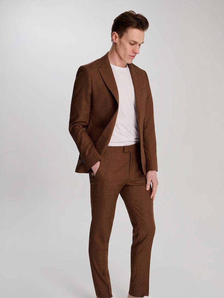 Harry Brown Brown Sandro Slim Fit Linen Look Suit Trousers - Image 1 of 9