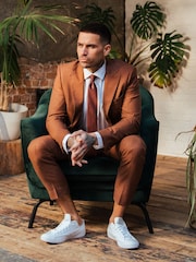 Harry Brown Brown Sandro Slim Fit Linen Look Suit Trousers - Image 3 of 9