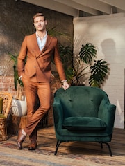 Harry Brown Brown Sandro Slim Fit Linen Look Suit Trousers - Image 4 of 9