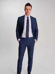 Harry Brown Blue Slim Fit Suit Archie Melange Trousers - Image 1 of 7