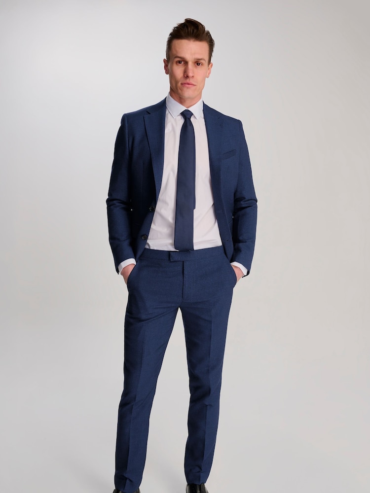 Harry Brown Blue Slim Fit Suit Archie Melange Trousers - Image 1 of 7