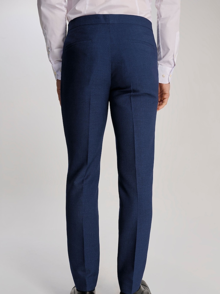 Harry Brown Blue Slim Fit Suit Archie Melange Trousers - Image 2 of 7