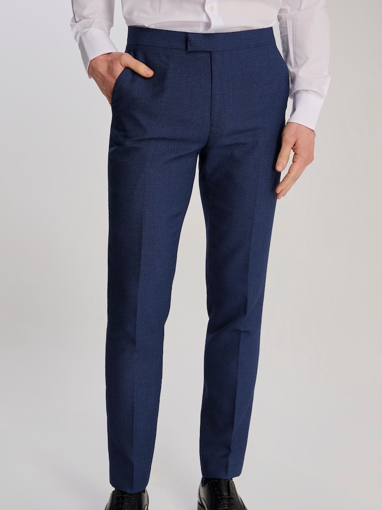 Harry Brown Blue Slim Fit Suit Archie Melange Trousers - Image 7 of 7