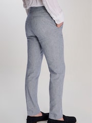Harry Brown Blue Giacomo Slim Fit Cotton Linen Suit Trousers - Image 6 of 8