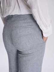 Harry Brown Blue Giacomo Slim Fit Cotton Linen Suit Trousers - Image 7 of 8